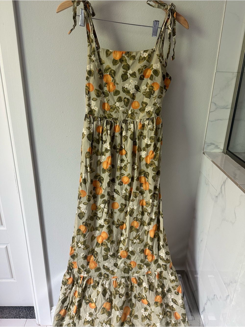 Sleeveless Maxi Dress with Orange Floral Print